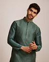 alt message - Manyavar Men Bottle Green Kurta Set  image number 0